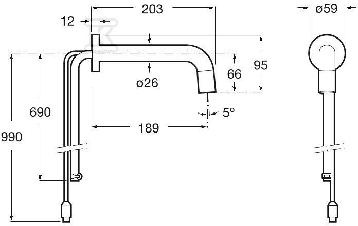 Bateria umywalkowa Roca Loft-E ścienna - A5A3543C00